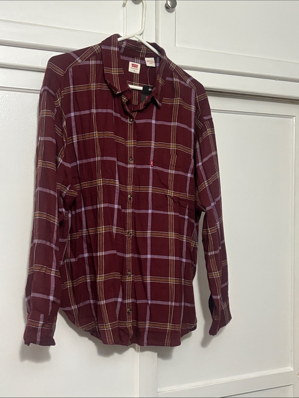Levi's Women’s Relaxed Fit Plaid Flannel Button-Down Shirt Size XL NWT